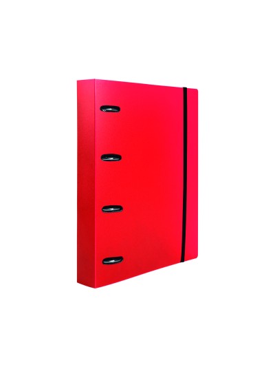 Carpeta con recambio liderpapel a4 cuadro 5mm 100 hojas 80g polipropileno 4 anillas 40mm rojo translucido