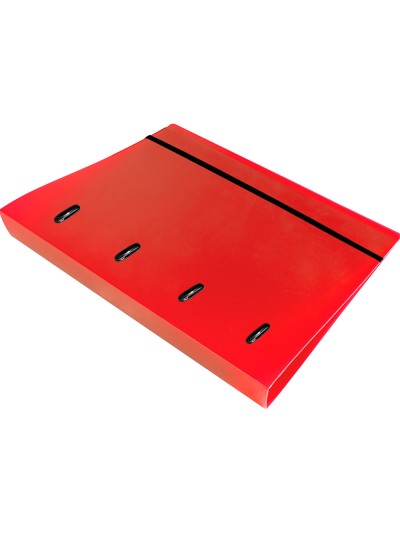 Carpeta con recambio liderpapel a4 cuadro 5mm 100 hojas 80g polipropileno 4 anillas 40mm rojo translucido