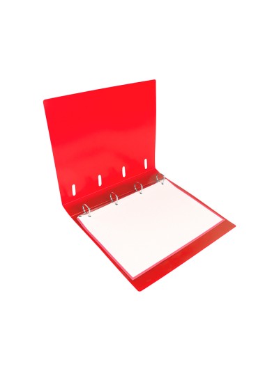 Carpeta con recambio liderpapel a4 cuadro 5mm 100 hojas 80g polipropileno 4 anillas 40mm rojo translucido
