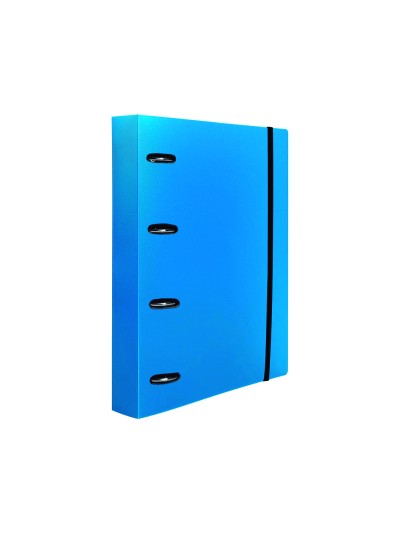 Carpeta con recambio liderpapel a4 cuadro 5mm 100 hojas 80g polipropileno 4 anillas 40mm azul translucido