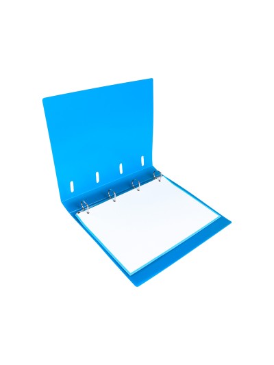 Carpeta con recambio liderpapel a4 cuadro 5mm 100 hojas 80g polipropileno 4 anillas 40mm azul translucido