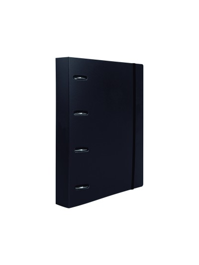 Carpeta con recambio liderpapel a4 cuadro 5mm 100 hojas 80g polipropileno 4 anillas 40mm negro opaco