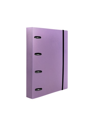 Carpeta con recambio liderpapel a4 cuadro 5mm 100 hojas 80g polipropileno 4 anillas mixtas 25mm lavanda