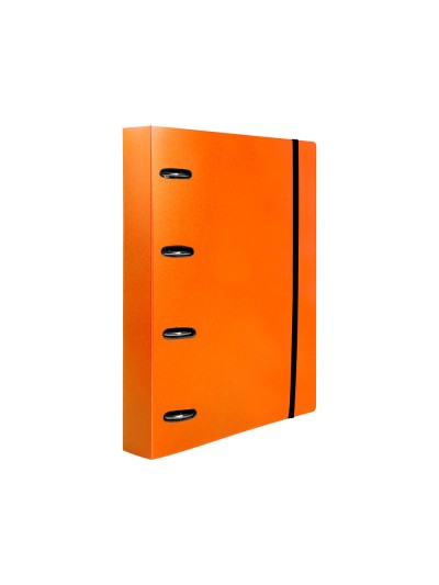 Carpeta con recambio liderpapel a4 cuadro 5mm 100 hojas 80g polipropileno 4 anillas 25mm color naranja