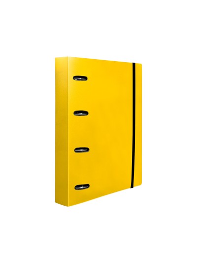 Carpeta con recambio liderpapel a4 cuadro 5mm 100 hojas 80g polipropileno 4 anillas 25mm color amarillo