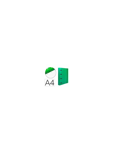 Carpeta con recambio liderpapel a4 cuadro 5mm 100 hojas 80g polipropileno 4 anillas mixtas 25mm verde
