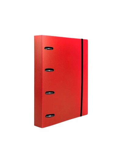 Carpeta con recambio liderpapel a4 cuadro 5mm 100 hojas 80g polipropileno 4 anillas mixtas 25mm rojo