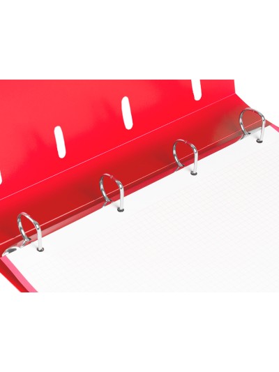 Carpeta con recambio liderpapel a4 cuadro 5mm 100 hojas 80g polipropileno 4 anillas mixtas 25mm rojo