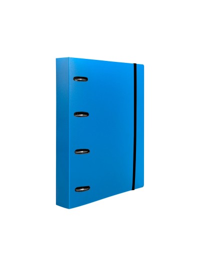 Carpeta con recambio liderpapel a4 cuadro 5mm 100 hojas 80g polipropileno 4 anillas mixtas 25mm azul