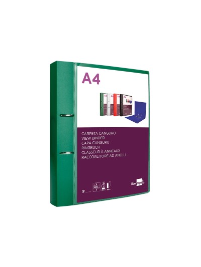 Carpeta liderpapel canguro 2 anillas 40 mm mixtas polipropileno din a4 verde translicudo