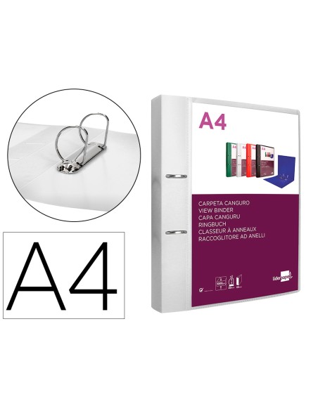 Carpeta liderpapel canguro 2 anillas 40 mm mixtas polipropileno din a4 transparente