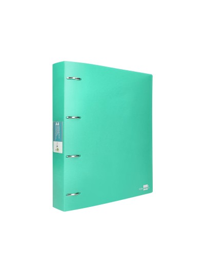 Carpeta liderpapel 4 anillas mixtas 40 mm polipropileno din a4 verde manzana opaco