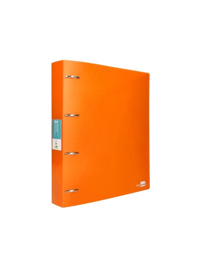 Carpeta liderpapel 4 anillas mixtas 40 mm polipropileno din a4 naranja fluor opaco