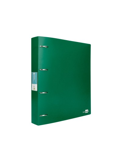 Carpeta liderpapel 4 anillas mixtas 40 mm polipropileno din a4 verde translucido