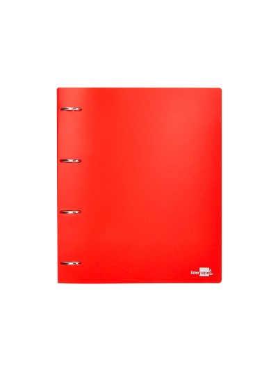 Carpeta liderpapel 4 anillas mixtas 40 mm polipropileno din a4 rojo translucido