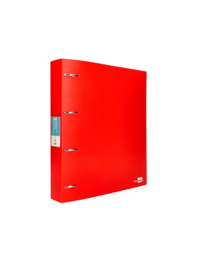 Carpeta liderpapel 4 anillas mixtas 40 mm polipropileno din a4 rojo translucido