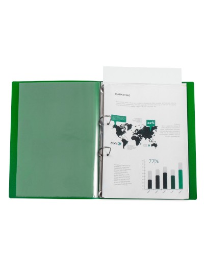 Carpeta liderpapel canguro 2 anillas 25 mm mixtas polipropileno din a4 verde translucido
