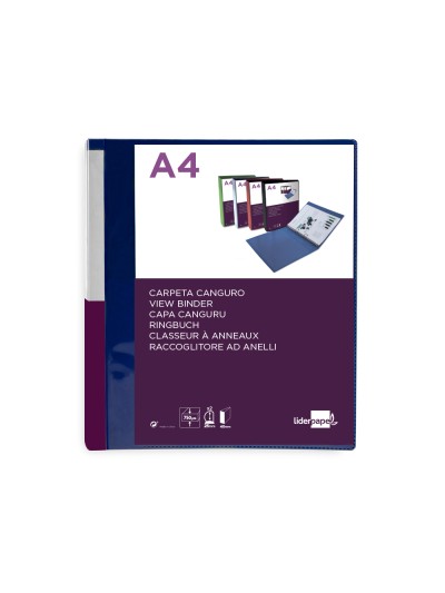Carpeta liderpapel canguro 2 anillas 25 mm mixtas polipropileno din a4 azul translucido
