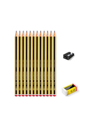 Lapices de grafito staedtler noris n.2 hb blister promocional 120 aniversario de12 uds + afilalapiz + goma