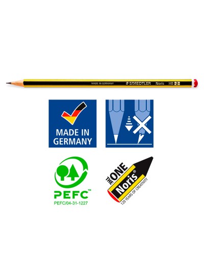 Lapices de grafito staedtler noris n.2 hb blister promocional 120 aniversario de12 uds + afilalapiz + goma