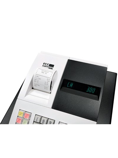 Registradora ecr sampos er-057 s blanca 14 departamentos display vfd antireflejos conforme