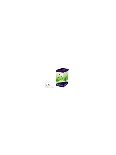Contenedor papelera reciclaje fellowes carton doble 100% reciclado montaje manual entrada superior 69 litros