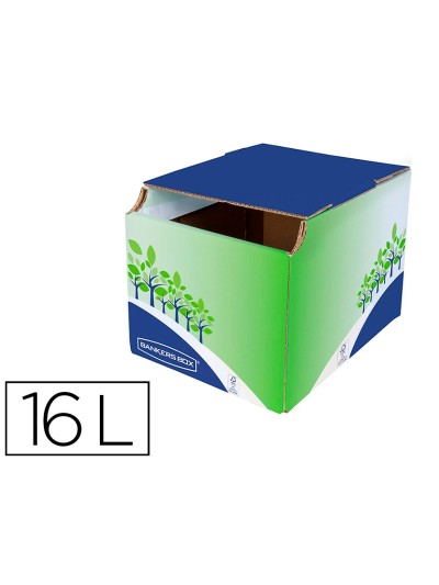 Contenedor papelera reciclaje fellowes sobremesa carton 100% reciclado montaje manual entrada frontal y tapa