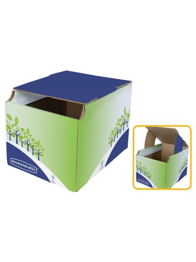 Contenedor papelera reciclaje fellowes sobremesa carton 100% reciclado montaje manual entrada frontal y tapa