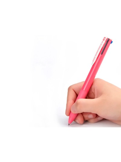 Boligrafo pilot super grip g 4 colores retractil sujecion de caucho tinta base de aceite cuerpo color rosa