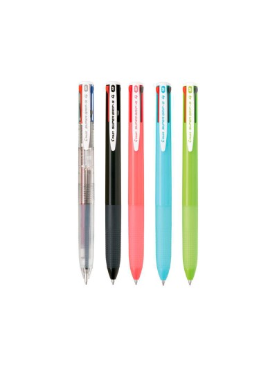 Boligrafo pilot super grip g 4 colores retractil sujecion de caucho tinta base de aceite cuerpo color rosa