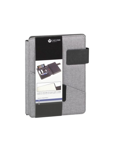 Carpeta portafolios carchivo venture din a5 con cuaderno y soporte smartphone color gris