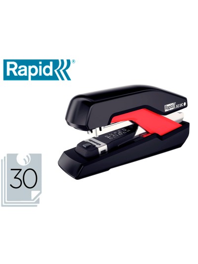Grapadora rapid so30c plastico negro/rojo capacidad 30 hojas usa grapas omnipress 30