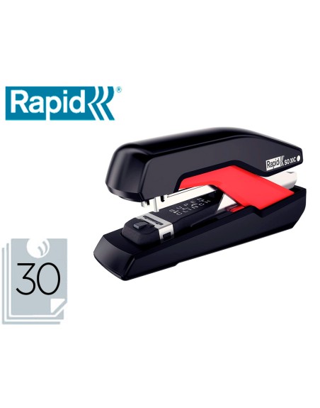 Grapadora rapid so30c plastico negro/rojo capacidad 30 hojas usa grapas omnipress 30