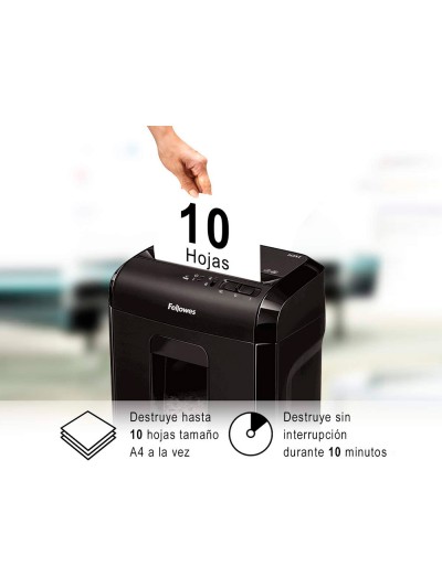 Destructora de documentos fellowes 10m capacidad de corte 10 h seguridad p5 destruye grapas y tarjetas de