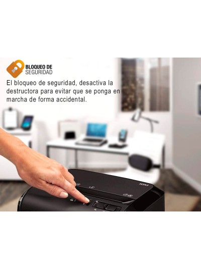 Destructora de documentos fellowes 10m capacidad de corte 10 h seguridad p5 destruye grapas y tarjetas de