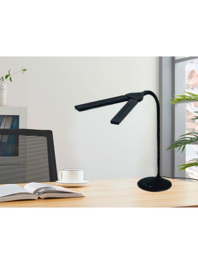 Lampara de oficina archivo 2000 inalambrica recargable 2 cabezales moviles led 6w abs color negro 180x340x360 mm