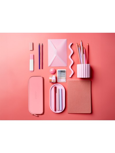 Estuche portatodo antartik prisma silicona soft rectangular 185x50x75 mm rosa chicle