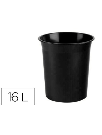 Papelera plastico archivo 2000 antimicrobiana sanitized plastico negro 18 litros 290x310 mm