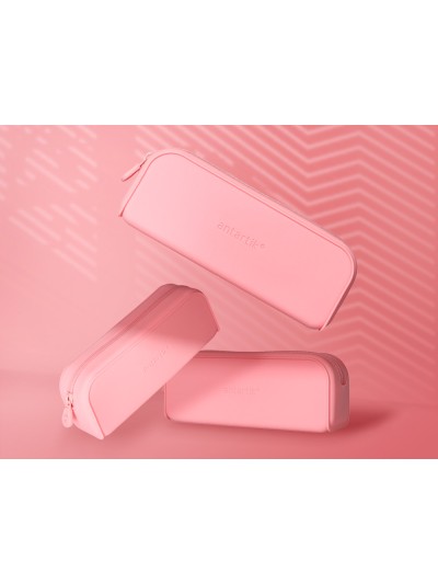 Estuche portatodo antartik prisma silicona soft rectangular 185x50x75 mm rosa chicle