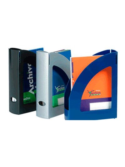 Revistero archivo 2000 antimicrobiano sanitized poliestireno lomo 80 mm azul 250x80x320 mm