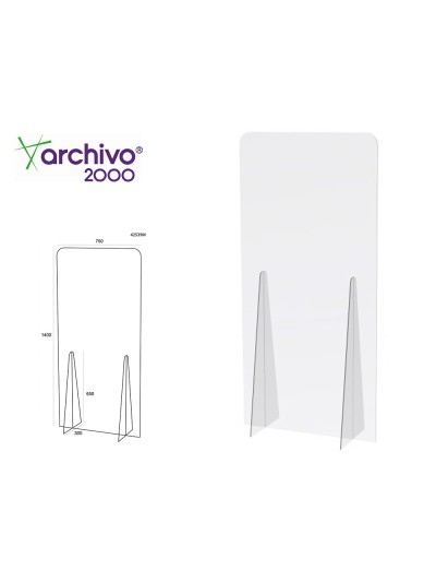 Pantalla de proteccion archivo 2000 de pie metacrilato transparente 750x1400 mm