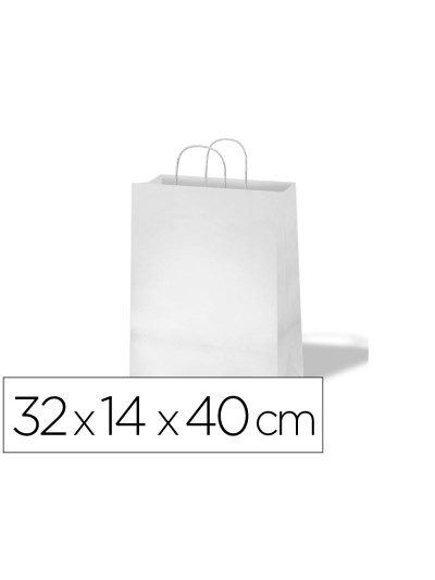 Bolsa kraft basika celulosa blanco 90 gr asa retorcida tamaño /'l/' 320x140x400 mm