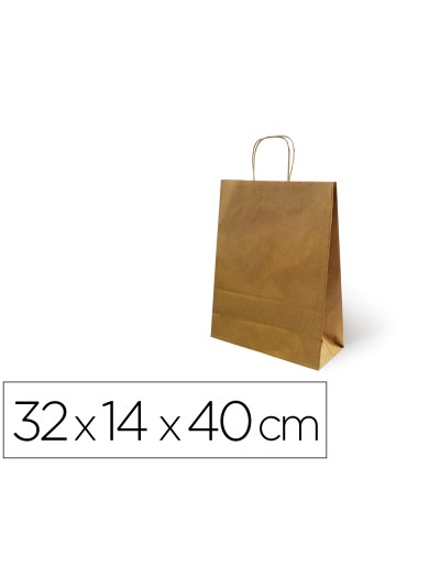 Bolsa kraft basika natural reciclado 90 gr asa retorcida tamaño /'l/' 320x140x400 mm