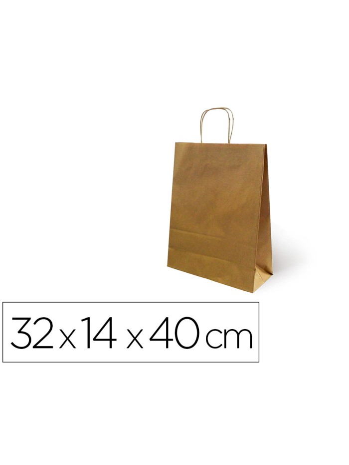 Bolsa kraft basika natural reciclado 90 gr asa retorcida tamaño /'l/' 320x140x400 mm Bolsa kraft basika natural reciclado 90 gr asa retorcida tamaño /'l/' 320x140x400 mm