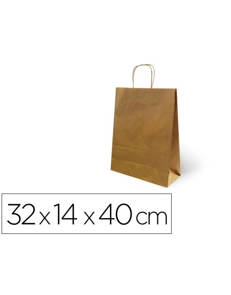 Bolsa kraft basika natural reciclado 90 gr asa retorcida tamaño /'l/' 320x140x400 mm