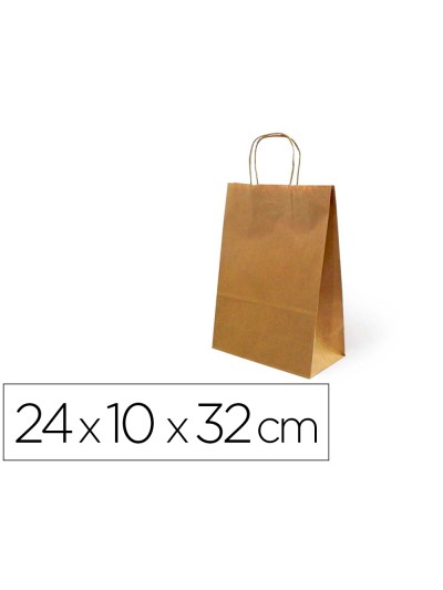 Bolsa kraft basika natural reciclado 90 gr asa retorcida tamaño /'s/' 240x100x320 mm