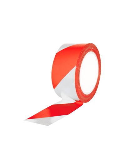 Cinta de señalizacion q-connect no adhesiva rojo y blanco 300 mt x 75 mm