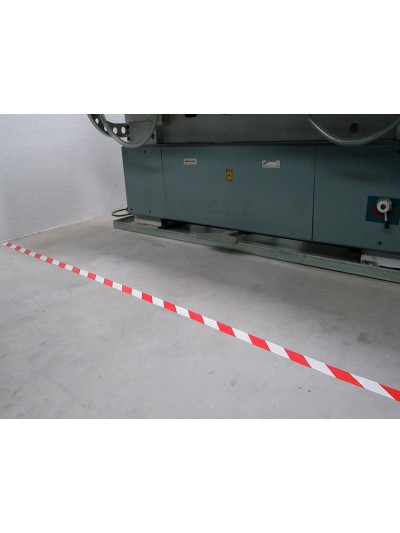 Cinta de señalizacion q-connect no adhesiva rojo y blanco 300 mt x 75 mm