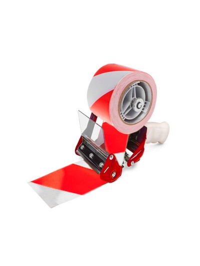 Cinta adhesiva q-connect de seguridad rojo y blanco 20 mt x 48 mm