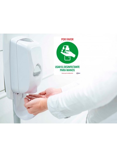 Señal adhesiva avery usar el desinfectante para las manos din a4 resistente a los rayos uv pack de 2 unidades